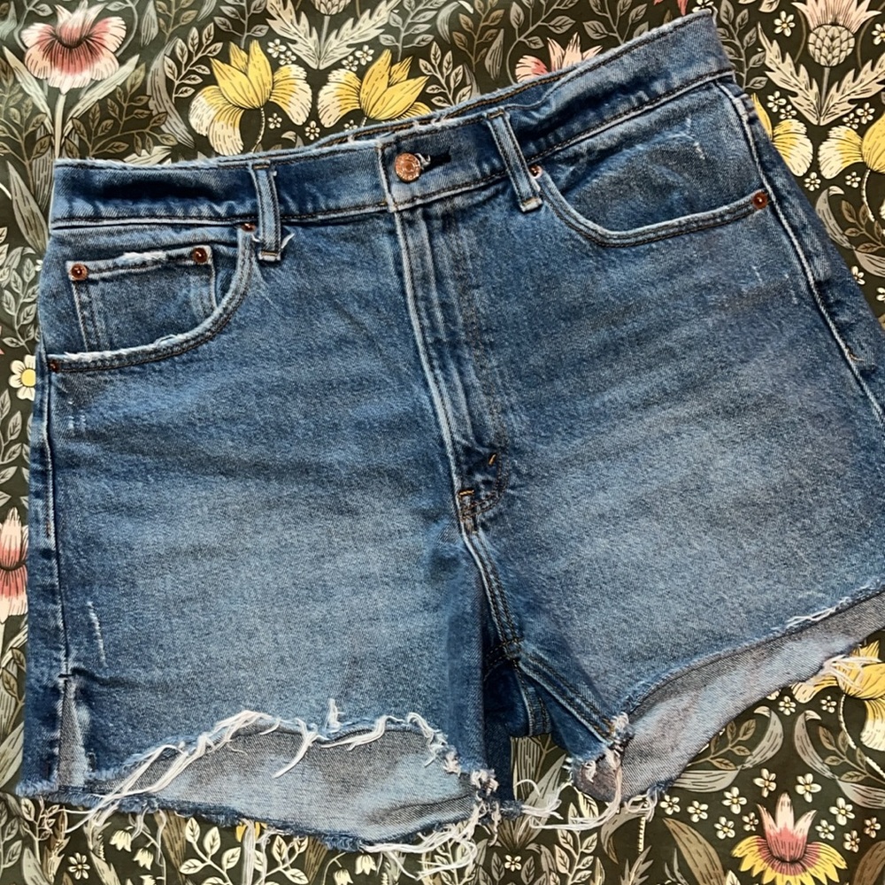 Abercrombie & Fitch Blue Distressed Jean Shorts, size 10